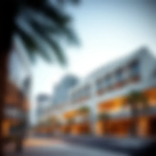 Architectural view of Al Jaddaf Avenue Building showcasing modern design