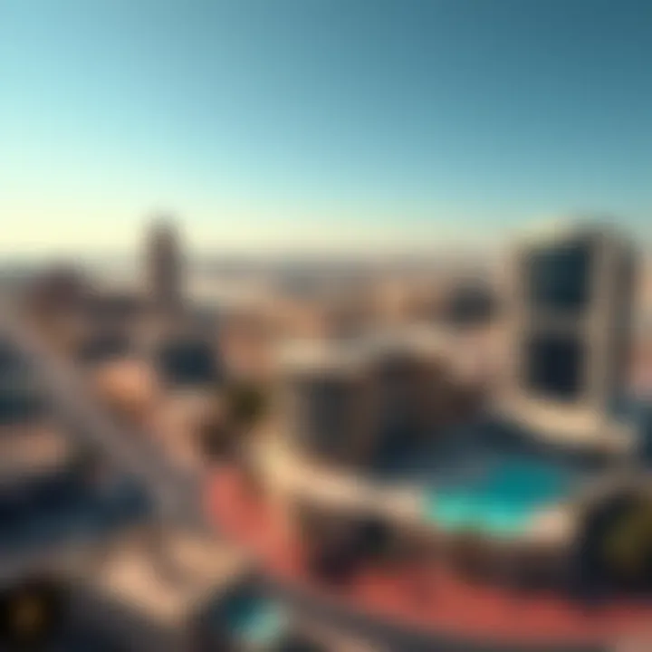 Panoramic view of Al Nahda with Juma Al Majid Building as a focal point