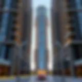 Stunning view of the C2 Tower in Al Bateen showcasing its architectural design