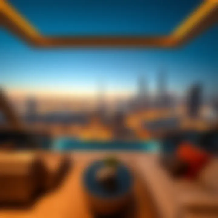 Panoramic View of Dubai Skyline Panoramic view of Dubai skyline from a villa
