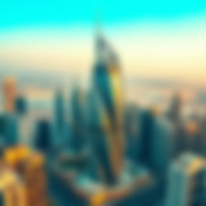Aerial perspective of Binghatti Building within Dubai's skyline