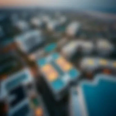 Aerial view of Bliss Dubai showcasing luxurious residential buildings