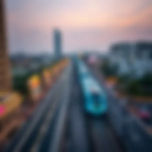 Aerial view of the Blue Line Metro in Dubai
