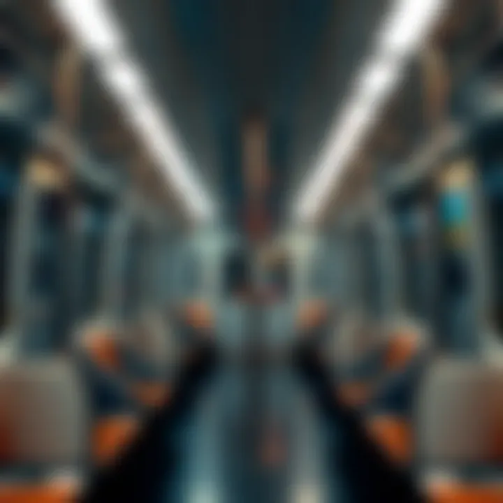 Inside the Blue Line Metro Train Interior of a Blue Line Metro train