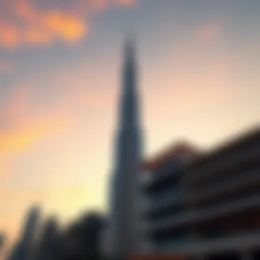 Burj Khalifa at Sunset Burj Khalifa at sunset, showcasing its height and elegance
