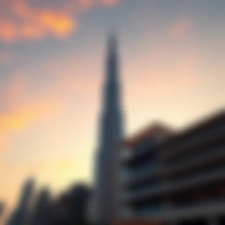 Burj Khalifa at Sunset Burj Khalifa at sunset, showcasing its height and elegance