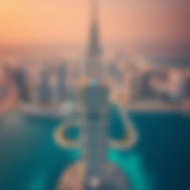 Aerial view of Burj Residences Tower 1 showcasing its unique architectural design.