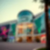 A vibrant view of Circle Mall's exterior showcasing modern architecture
