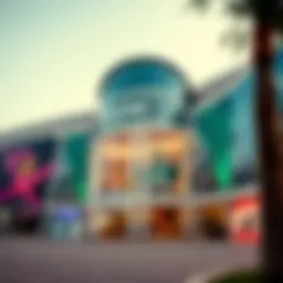 A vibrant view of Circle Mall's exterior showcasing modern architecture