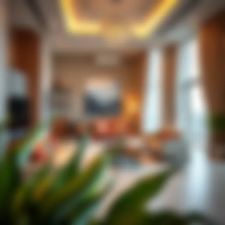 Modern Common Area in Room Rental An inviting common area in a room rental showcasing modern furnishings