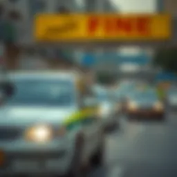 Traffic enforcement in Dubai showcasing fines