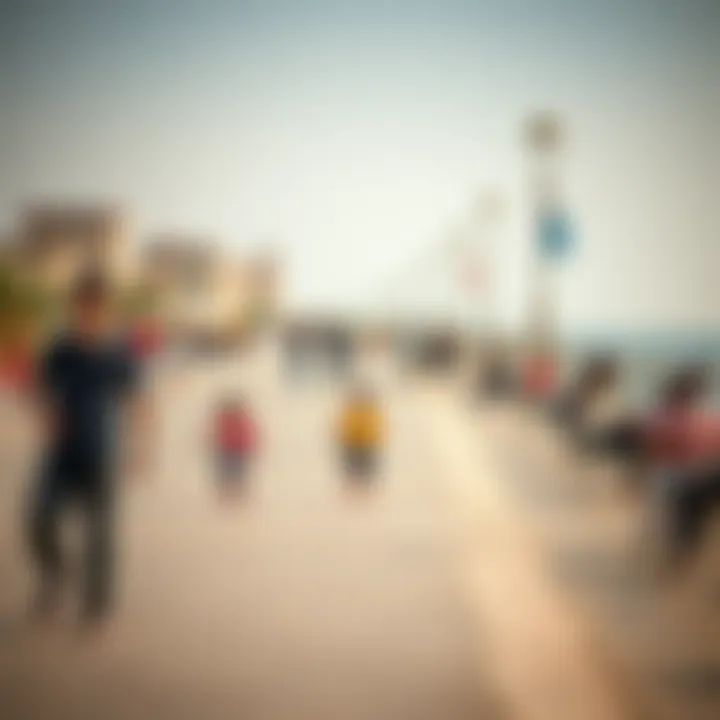 Families enjoying recreational activities at Corniche