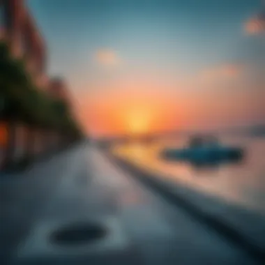 Scenic view of Al Khan Corniche during sunset
