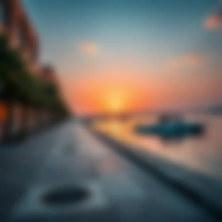 Scenic view of Al Khan Corniche during sunset