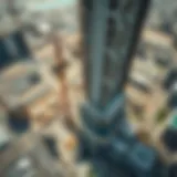 Aerial view of the Creek Tower construction site showcasing its scale and architecture