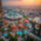 Aerial view of Dream Land Dubai showcasing its vast attractions and landscapes