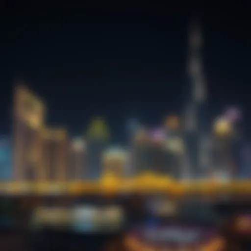 Dubai skyline illuminated at night