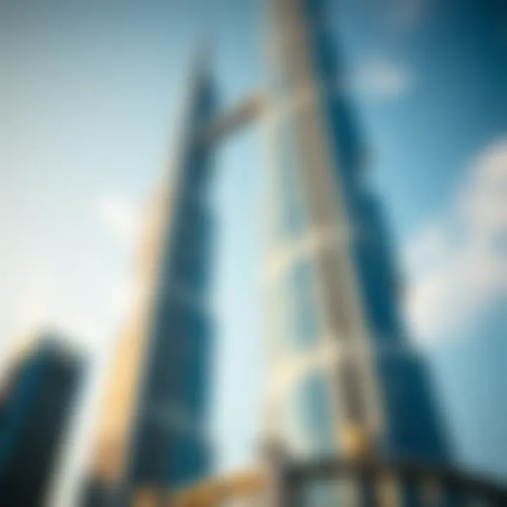 Architectural Details of Dubai's Marvel A close-up view of the architectural details of Dubai's tallest building