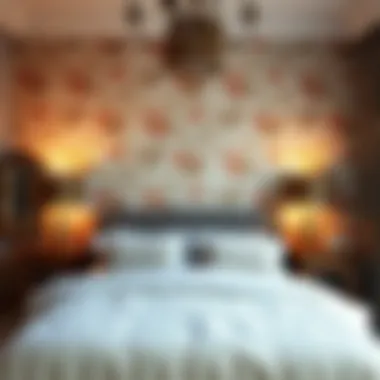 Floral Wallpaper in a Cozy Bedroom Setting Cozy bedroom featuring floral wallpaper that enhances warmth