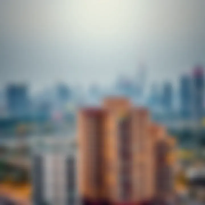 View of Dubai skyline with 3BHK apartments in foreground