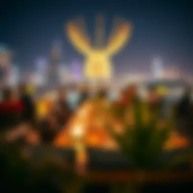 Rooftop Lounge Experience in Abu Dhabi Vibrant nightlife scene at a rooftop lounge in Abu Dhabi