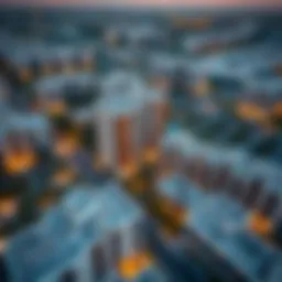 Aerial view of Al Bustan with modern residential buildings