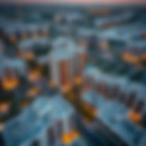 Aerial view of Al Bustan with modern residential buildings