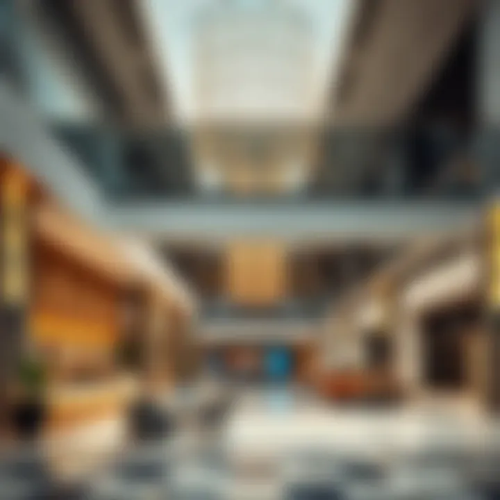 Interior amenities of Al Khaleej Center highlighting modern architecture