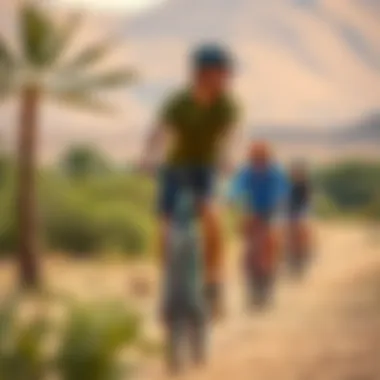 Visitors engaging in recreational activities like cycling and birdwatching in the reserve