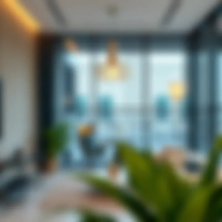 Interior design elements of the Al Qubaisi Building reflecting modern urban aesthetics