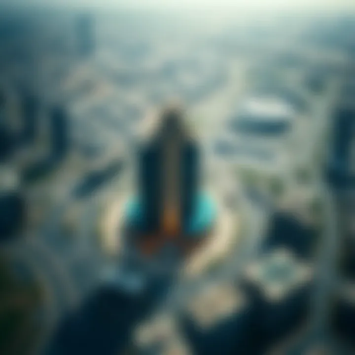 Aerial view of Dubai highlighting the location of Al Ras building within the urban landscape