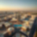 Aerial Perspective of Almamsha's Architectural Marvels Aerial view of Almamsha in Dubai showcasing modern architecture and urban landscape