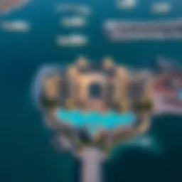 Aerial view of Atlantis Abu Dhabi showcasing its grand architecture