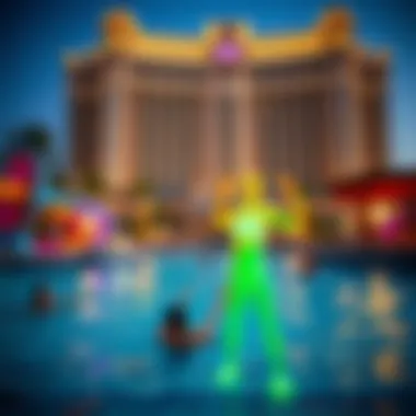 Vibrant leisure activities at the resort including water park and marine habitats