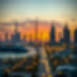 A serene view of Dubai's skyline at sunset