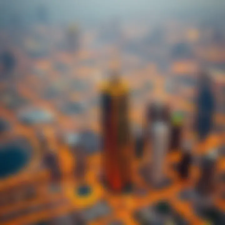 Aerial View of Dubai's Skyline Aerial view of Dubai's skyline featuring multiple chic towers