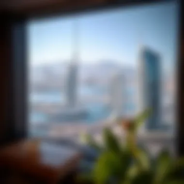 View of Dubai Marina from a coworking space