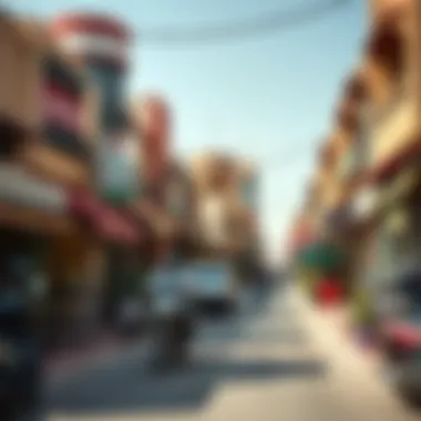 Vibrant Street Scene in Abu Hail Bustling street scene in Abu Hail with local shops and cafes