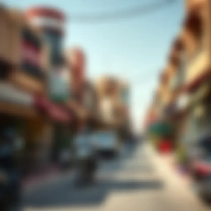 Vibrant Street Scene in Abu Hail Bustling street scene in Abu Hail with local shops and cafes