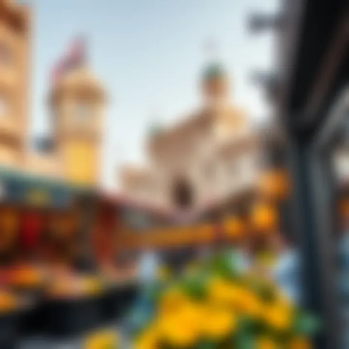 Dynamic marketplace with European influences in Dubai