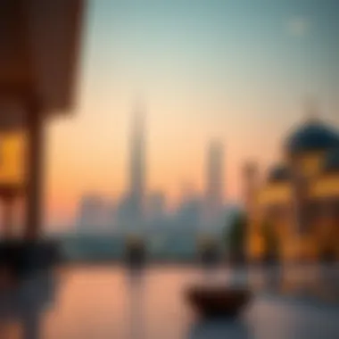 The Tranquil Dawn of Ramadan in Dubai A serene view of Dubai's skyline during pre-dawn hours