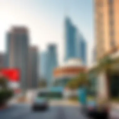 Dubai's Urban Landscape: A Fusion of Modernity The bustling area surrounding Al Safa Tower and Emirates Metro Station