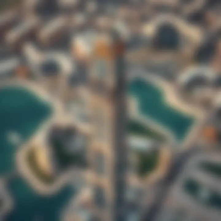 Aerial view of Dubai's iconic tower showcasing its architectural grandeur