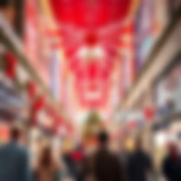 Vibrant Holiday Shopping Scene A bustling shopping environment during the festive season