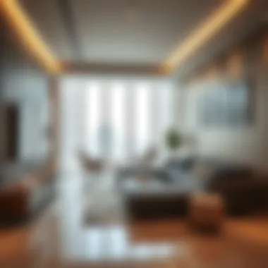 Interior shot of a luxury apartment in Gold Tower showcasing modern living spaces