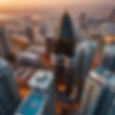 An aerial shot of high-rise developments nestled in the urban landscape