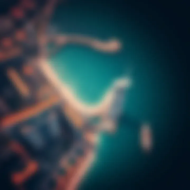 JBR's Prime Location in Dubai Aerial view of Jumeirah Beach Residence and its surrounding attractions, illustrating its prime location in Dubai.