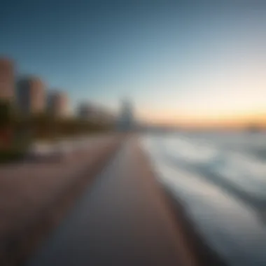Coastal Serenity at JBR A serene beach scene at Jumeirah Beach Residence, emphasizing the beautiful coastal environment.