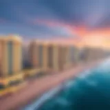 Panoramic view of Jumeirah Beach Residence showcasing its stunning architecture and beachfront.