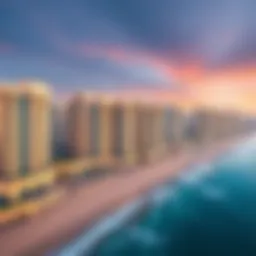 Panoramic view of Jumeirah Beach Residence showcasing its stunning architecture and beachfront.